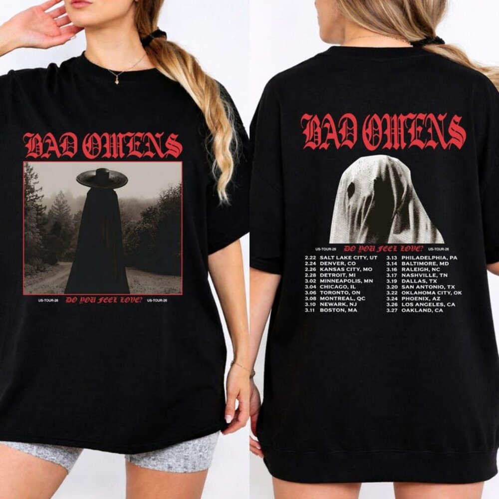 Bad Omens Do You Feel Love Tour 2026 Shirt, Gothic Rock Band Concert Tee, US 254